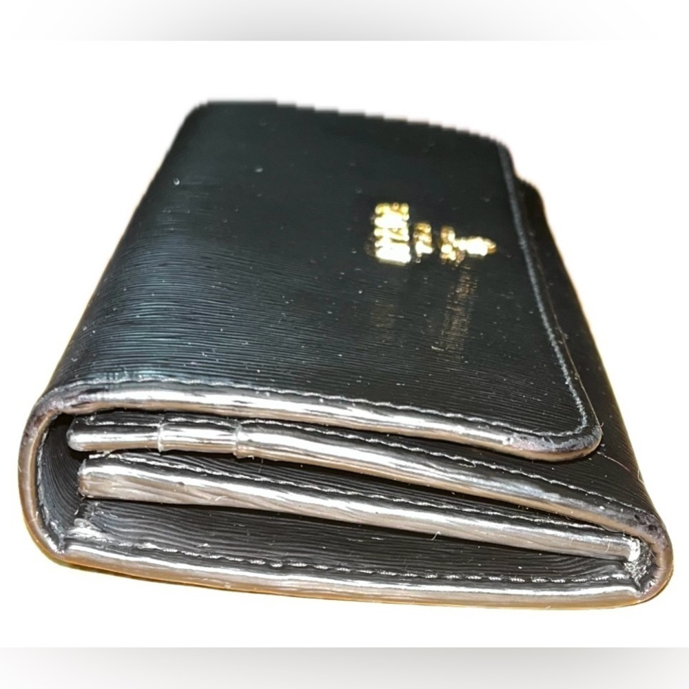 PRADA Milano Saffiano Leather Long Cont.Wallet, Blk/Gold Hardware no card case - Picture 5 of 12